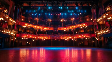 Poster - Theatrical performance stage grand theater interior night wide angle cultural experience