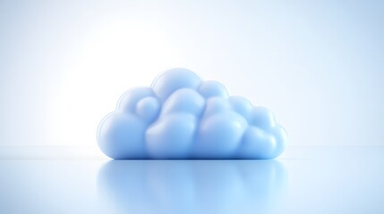 Poster - A light blue, 3D rendered cloud sits on a reflective surface against a bright background.  Simple, clean, and modern design.