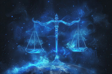 Wall Mural - abstract composition with concept of libra zodiac sign symbol