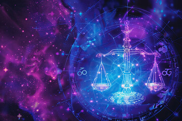 Wall Mural - abstract composition with concept of libra zodiac sign symbol
