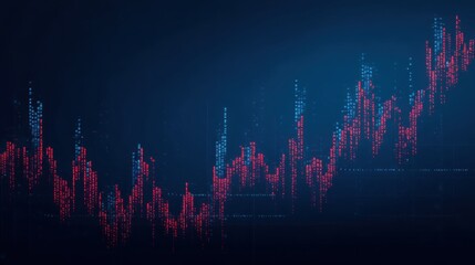 Poster - Striking red and blue background representing dynamic financial reaction patterns in market analysis concepts