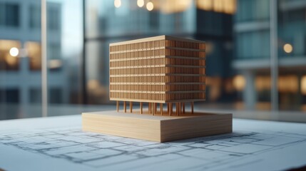 Poster - Architectural model display modern office space 3d rendering urban environment close-up view design inspiration