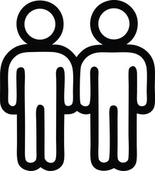 Poster - A black silhouette icon shows a man and woman symbol, a concept sign for people
