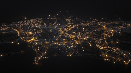 Poster - global interconnectedness visualizing data flow across continents digital art dark background abstra