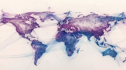 Poster - global connectivity visualizing world data flow digital map infographic style abstract environment b
