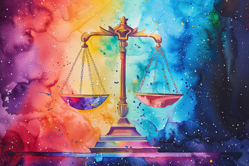 Wall Mural - abstract composition with concept of libra zodiac sign symbol