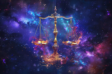 Wall Mural - abstract composition with concept of libra zodiac sign symbol