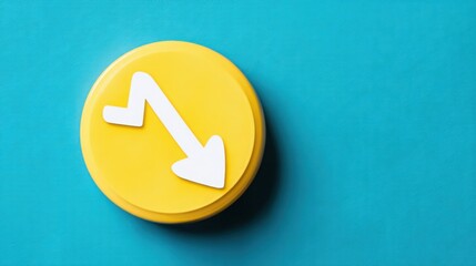 Poster - Bright yellow button featuring a white arrow pointing upward symbolizing growth and opportunity in an engaging graphic design