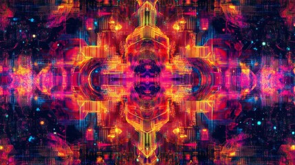 Poster - Dynamic abstract art digital realm visual artwork colorful vortex close-up creative expression