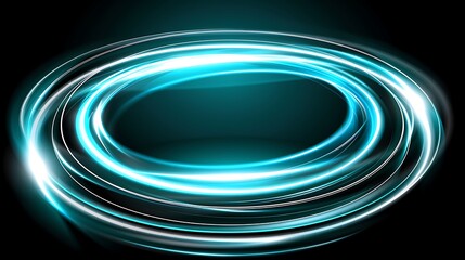 Poster - Dynamic cyan light trails swirling against a dark backdrop creating a mesmerizing effect