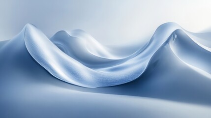 Poster - Fluid motion of white silk drapes over soft hills studio setting abstract art minimalist environment close-up view