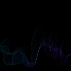 Leinwandbilder - Blue Smoky abstract wave on a black background. Vector design element. If Template for advertisement, banner, brochure, screen saver. Eps 10