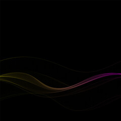 Leinwandbilder - Color light color on black background. Abstract waves design. Eps 10
