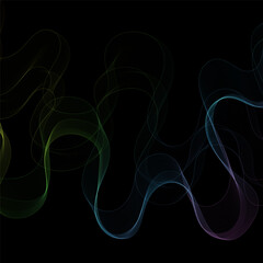 Leinwandbilder - Color Smoky abstract wave on a black background. Vector design element. If Template for advertisement, banner, brochure, screen saver. Eps 10