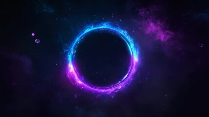 Poster - Vibrant Cosmic Portal with Luminous Energy in a Deep Space Environment, Colorful Swirls of Light and Nebulae