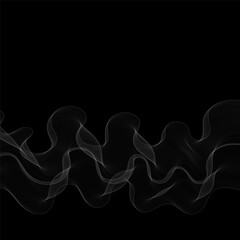 Leinwandbilder - White Smoky abstract wave on a black background. Vector design element. Eps 10