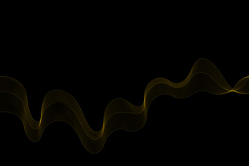 Leinwandbilder - Gold Smoky abstract wave on a black background. Vector design element. Eps 10