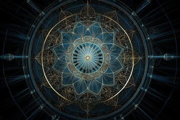 Poster - Intricate mandala design featuring delicate patterns and glowing elements in a dark background