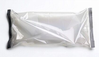 transparent plastic bag on isolated white background for packaging and merchandise display