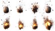 © Creations Photo  - Set of hand grenade explosions with debris on white background.