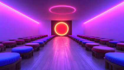 Poster - Neon light interior design stage illustration