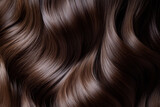 Close up of brown hair with subtle highlights, styled elegantly cascading over a textured fabric background.