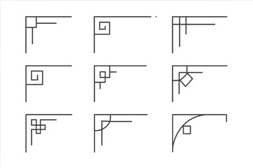 Poster - Unique geometric corner designs showcasing various line patterns in a grid format for artistic inspiration