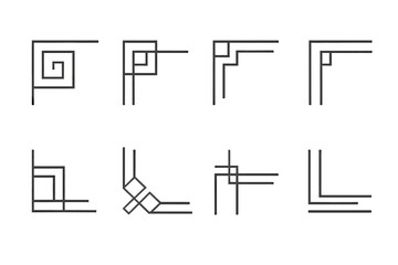 Poster - Geometric line designs featuring various corner and spiral patterns for creative inspiration and artistic applications