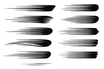 Poster - Graphic representation of dynamic movement with various brush strokes in black against a white background