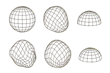 Poster - Various wireframe shapes displayed on a plain background showcasing different geometric forms and structures in 3D design