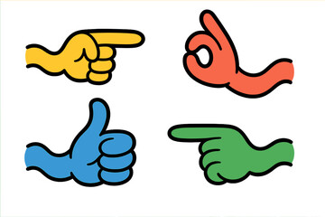 Poster - Colorful hand gestures illustrating various expressions and meanings in a creative design