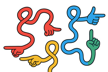 Poster - Colorful hands in various poses point and gesture in a playful composition