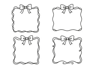 Poster - Decorative frames with bows designed for creative projects, showcasing four distinct styles for artistic use in various applications