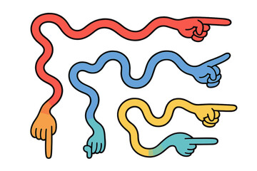 Poster - Colorful and abstract hands pointing in various directions with a creative design