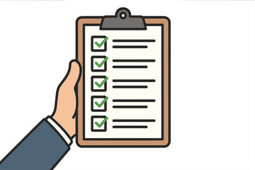 Poster - Checklist being held by a hand signifies task completion in a professional setting