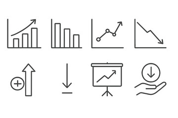 Aufkleber - Visual representation of data trends in graphs, charts, and analytics for business presentations