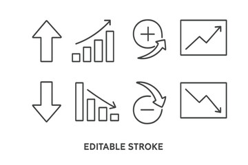 Aufkleber - Collection of upward and downward trend icons in simple line art style suitable for business and finance presentations