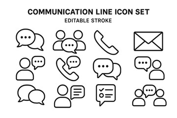Poster - Various communication icons showcasing speech bubbles, people, phone, and email symbols representing different conversation methods and connections