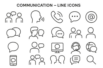 Poster - Variety of communication icons displaying different interaction methods and tools for modern communication
