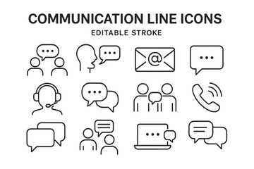 Poster - Communication line icons showcasing various modes of interaction and messaging in a modern digital landscape