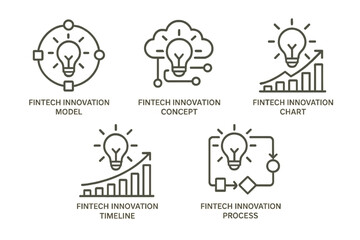 Poster - Fintech innovation models and concepts illustrated through charts and processes in a modern design