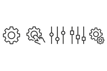 Poster - Icons depicting equipment adjustment and control settings in a digital interface for user interactions with technology