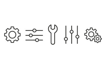 Poster - Icons depicting tools and settings for adjustments in design and technology applications showcasing flexibility in user interface options