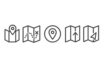Poster - Various navigation and map symbols representing location, direction, and exploration in a digital format
