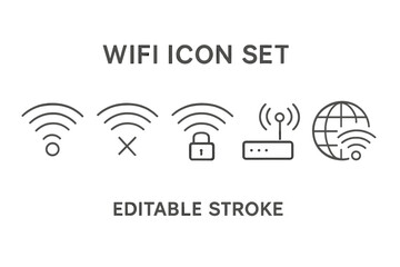 Poster - Wifi icon set featuring various connectivity symbols for digital design and user interface applications