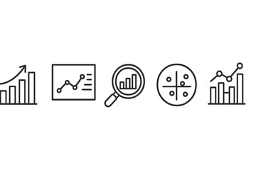 Aufkleber - Visual representation of data trends and analysis through various chart designs in a minimalistic style