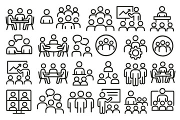 Poster - Collaboration and communication icons graphic for teamwork and business settings