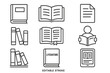 © icon_art - Collection of books and reading materials showcasing various types of literature and reading formats in simple illustrations