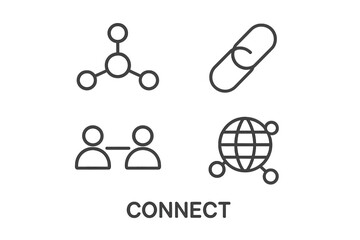 Poster - Connection concepts illustrated with icons showing links and interactions among people and networks