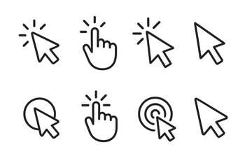 Fototapete - Various cursor icons showing different hand gestures and styles for digital interaction usage